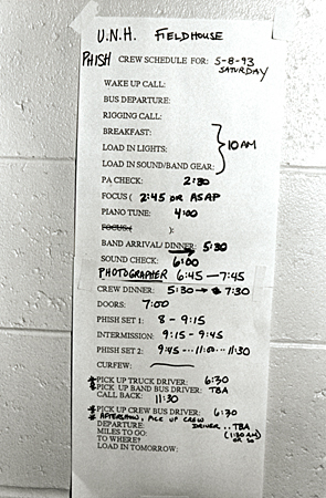 Phish Crew Schedule