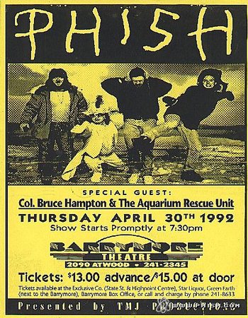 Phish at Barrymore, 4.30.1992