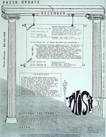 Phish Update Mailer (front) from December 1989